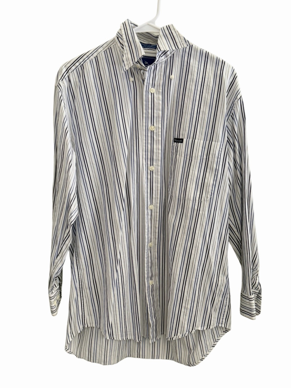 Faconnable Men’s Striped Button Down Shirt Blue White Size Small